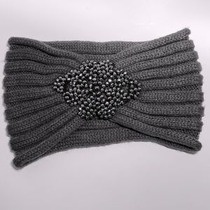 C.C. BOUTIQUE Charcoal Rhinestone Bling Winter Ear Protection Headband OS